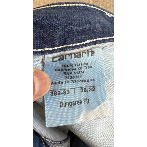 VTG Carhartt Jeans Mens 38 Blue Denim‎ Pants Carpenter Workwear Dungaree (E) - Picture 2 of 8